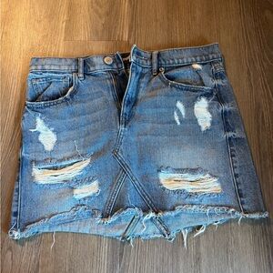 Express Distressed Denim Skirt